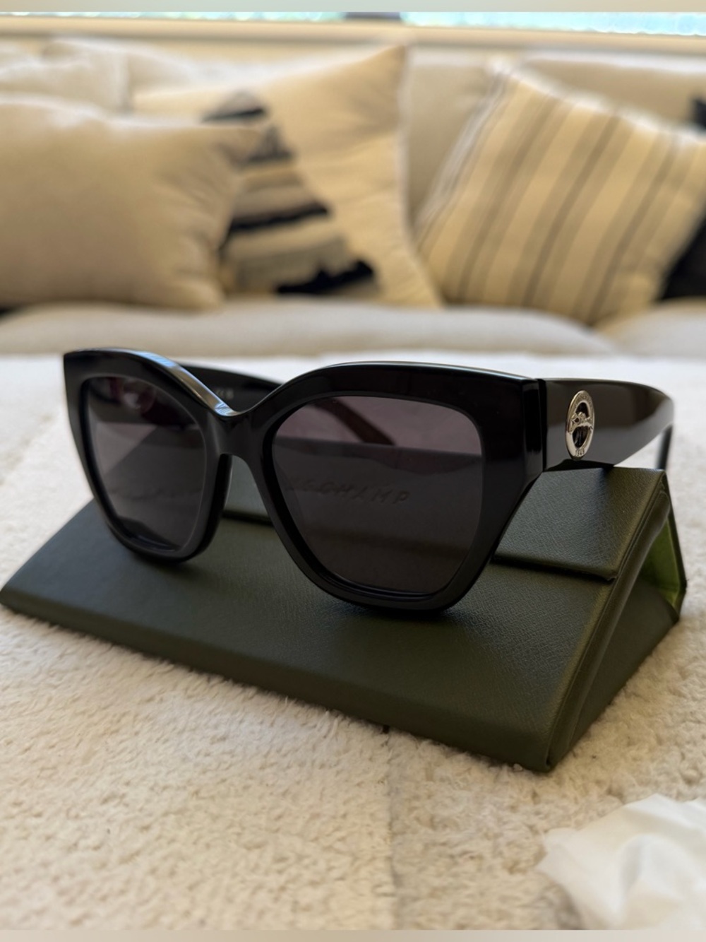Black Women's Designer Sunglasses with Accent Detail